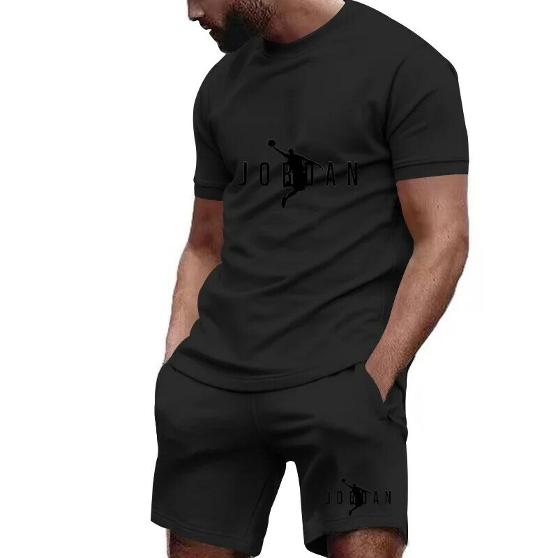 Conjunto de ropa deportiva informal para hombre, camiseta de manga corta y pantalones cortos de secado rápido, novedad de 2024, 2 piezas