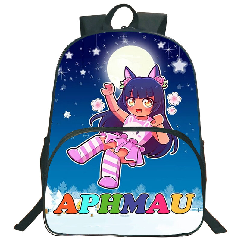 Tas punggung sekolah motif kartun Aphmau, tas punggung Laptop kapasitas besar untuk anak laki-laki dan perempuan
