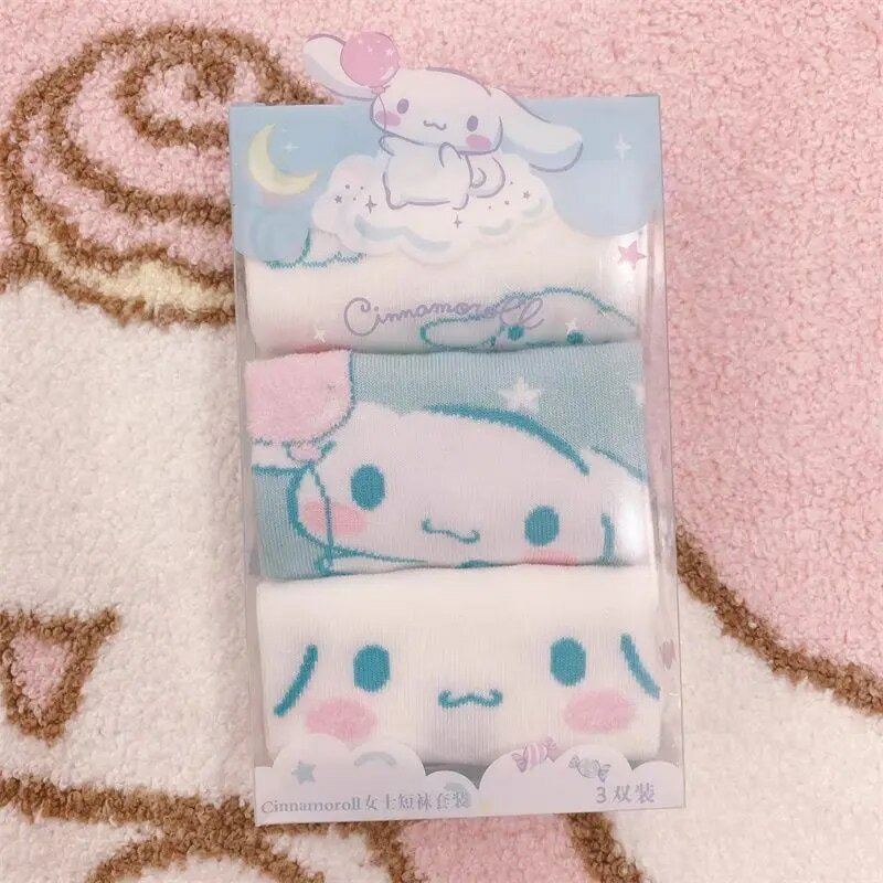 Kuromi Sanrio Kawaii  Socks Cinnamoroll My Melody Anime Cute Student Summer Thin Comfortable Movement Socks Toys For Girls