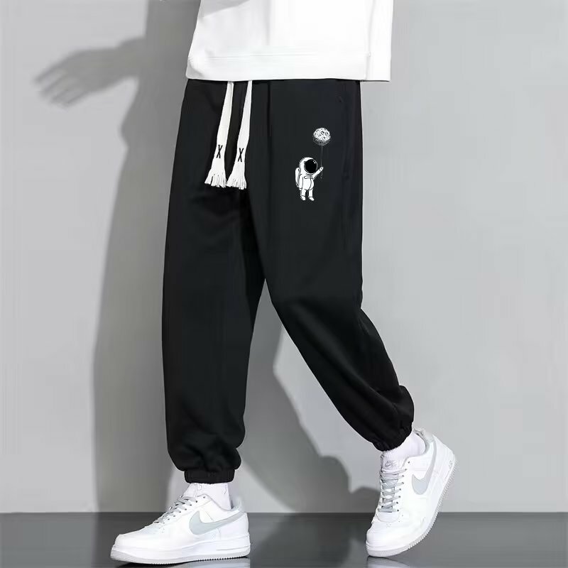 Moletom masculino com cordão Hip Hop, calças largas de rua alta, corredores esportivos casuais, moda japonesa, calças jogger
