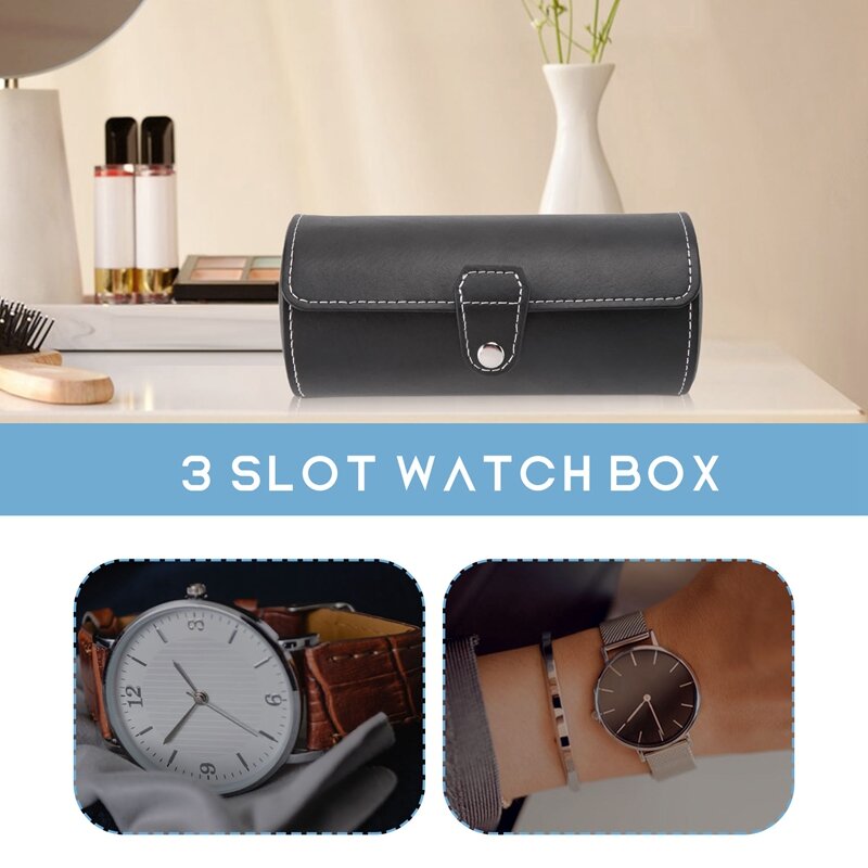 3 Slot kotak penyimpanan jam tangan perjalanan kotak penyimpanan perhiasan teras/kotak jam tangan/kotak jam tangan