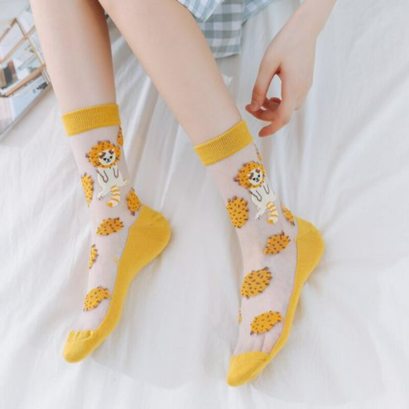 Kave ถุงเท้าใหม่ฤดูร้อนถุงเท้าผู้หญิงญี่ปุ่นบางลายการ์ตูนผลไม้แก้วถุงเท้าแฟชั่นอินเทรนด์ INS ถุงน่องบัตรผู้หญิง Dropshipping