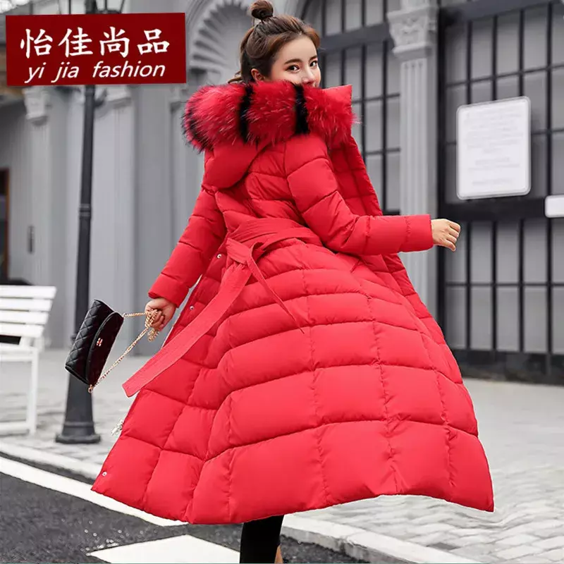 女性用キルティングファーフード付きジャケット,暖かいロングコート,ファッショナブル,冬服,2023