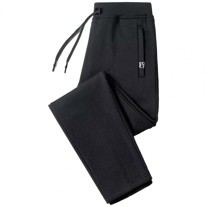 Męskie spodnie z prostymi nogawkami zimna pogoda spodnie dresowe przytulne męskie z podszewką z polaru spodnie do biegania z elastyczną talią na jesień/zimę