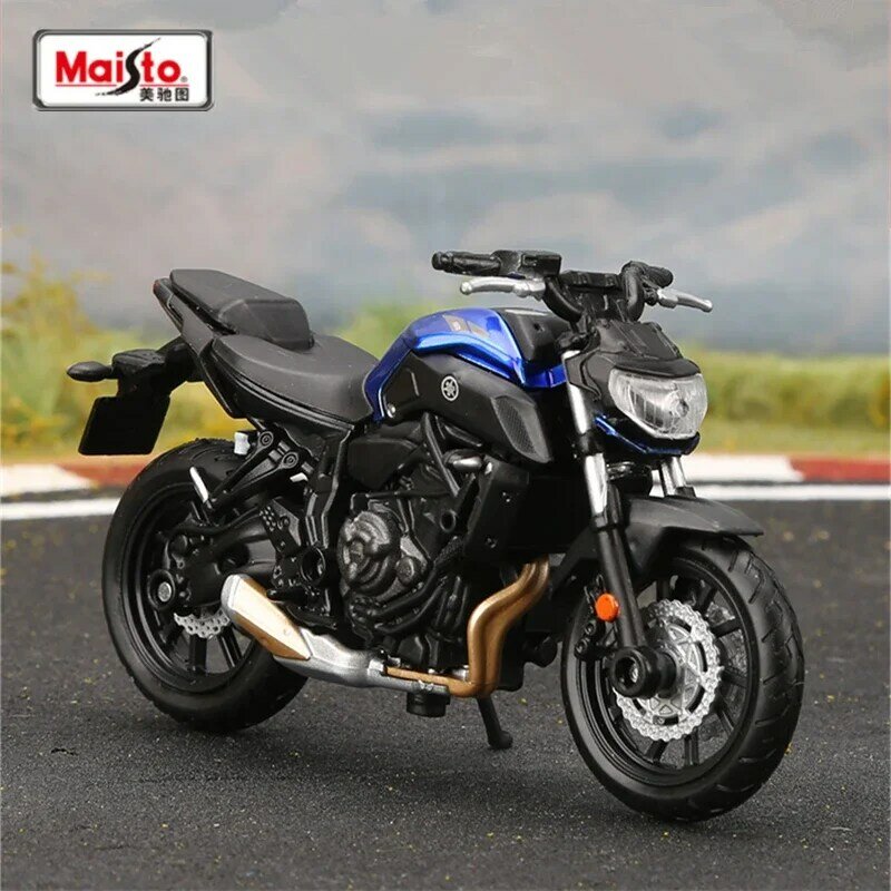 Maisto 1:18 2008 Yamaha MT-07, Model sepeda motor balap logam paduan Diecast jalan olahraga sepeda motor simulasi hadiah mainan anak