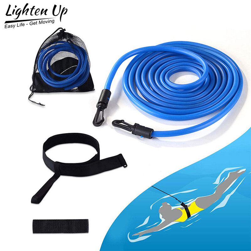 ラテックスチューブ付きの調節可能なスイミングベルト,伸縮性のあるスイミングストラップ,安全ロープ,水泳用プールツール,アクセサリー