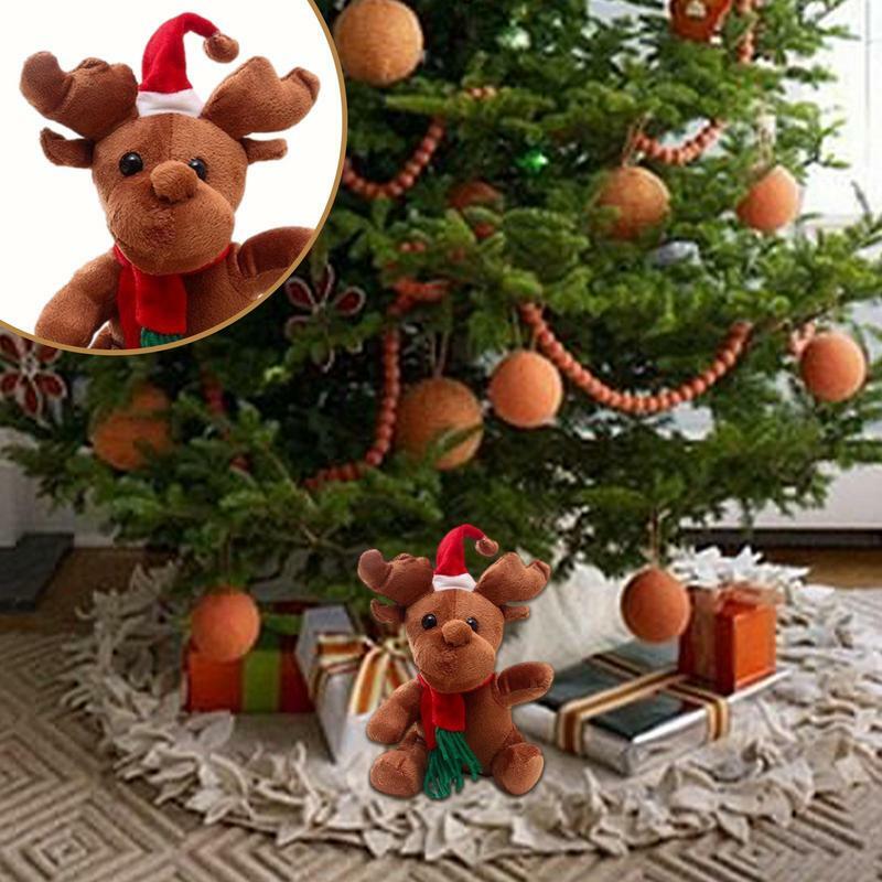 Stuffed Deer Plush Elk Shape Animals Plush Toy With Santa Hat Soft And Comfortable Elk Plushie Animal Toy Plush Doll For Chair