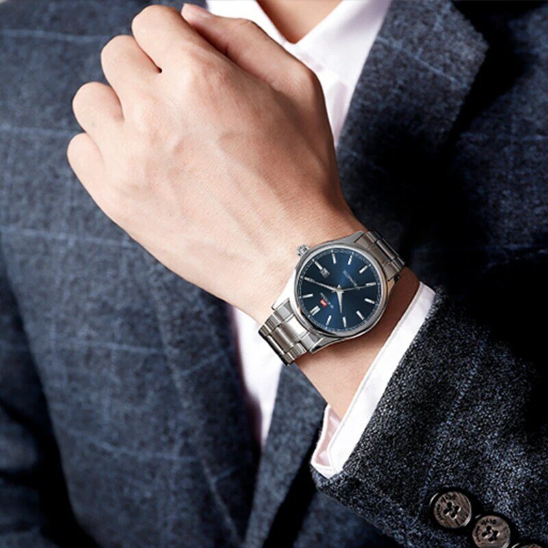 Fashion Business Men's Watch Stainless Steel Strap Waterproof Calendar Quartz Watch Student 40mm Men's Watch Relogios Masculino