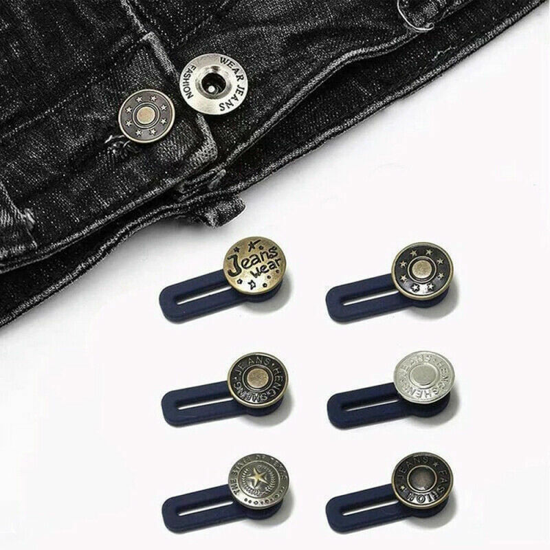 Free Sewing Metal Retractable Buckle Buttons for Clothing Jeans Adjustable Waistline Increase Waist Fastener Extended Button
