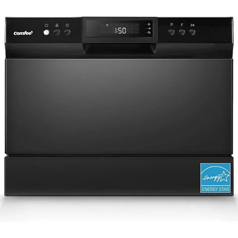 COMFEE’ Countertop Dishwasher, Energy Star Portable Dishwasher, 6 Place Settings & 8 Washing Programs, Speed, Baby-Care, ECO