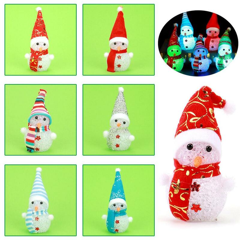 Random Led Lichtgevende Sneeuwman Ornamenten Kerst Hanger Kerst Kristal Nachtlampjes Vrolijk Cadeau Kerstlamp Noel X8d5