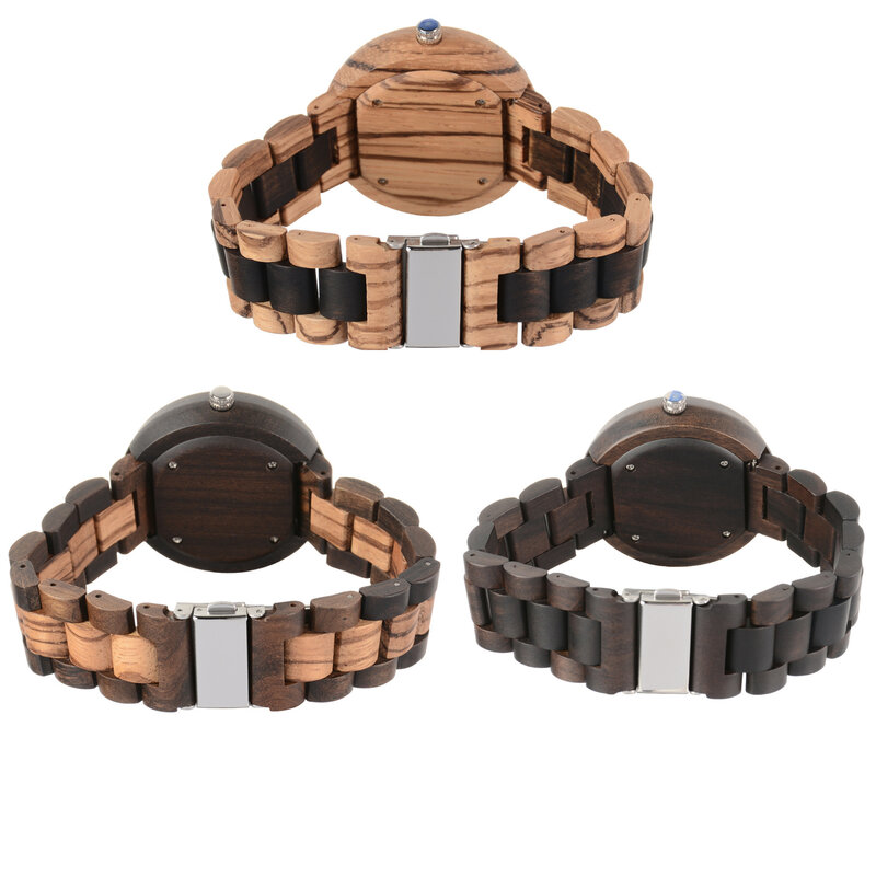 Montres en bois pour hommes et femmes, montre-bracelet à quartz de 44m, personnalisées, avec bracelet