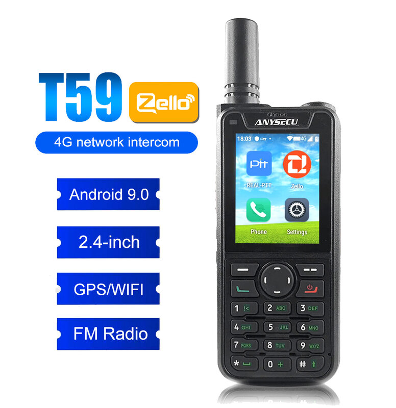 Сетевое радио Anysecu 4G T59 Android 9.0 Wi-Fi GPS разблокировка LTE/WCDMA/GSM Φ работа с Zello мобильный телефон