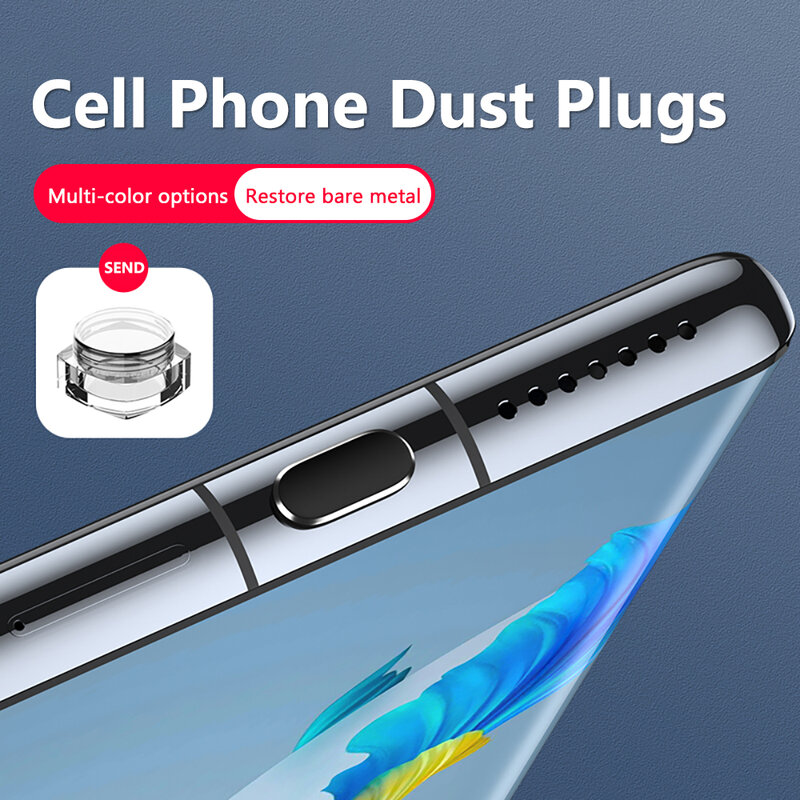 2 pçs/set Tipo-C phons Móveis Acessórios Carregador de Metal Colorido Anti Poeira Doca Plug Stopper Cap Capa Para Huawei Xiaomi