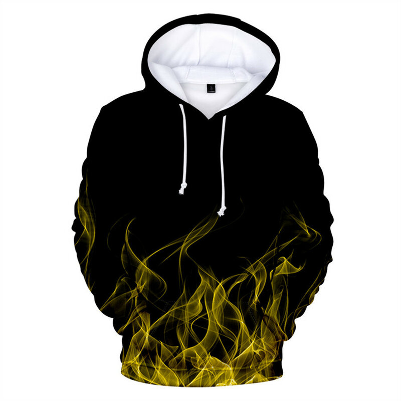 남녀공용 3D 프린팅 화려한 불꽃 후드 스웨터, 느슨한 후드 재킷, 스트리트웨어 코트, 가을, 겨울, 신상