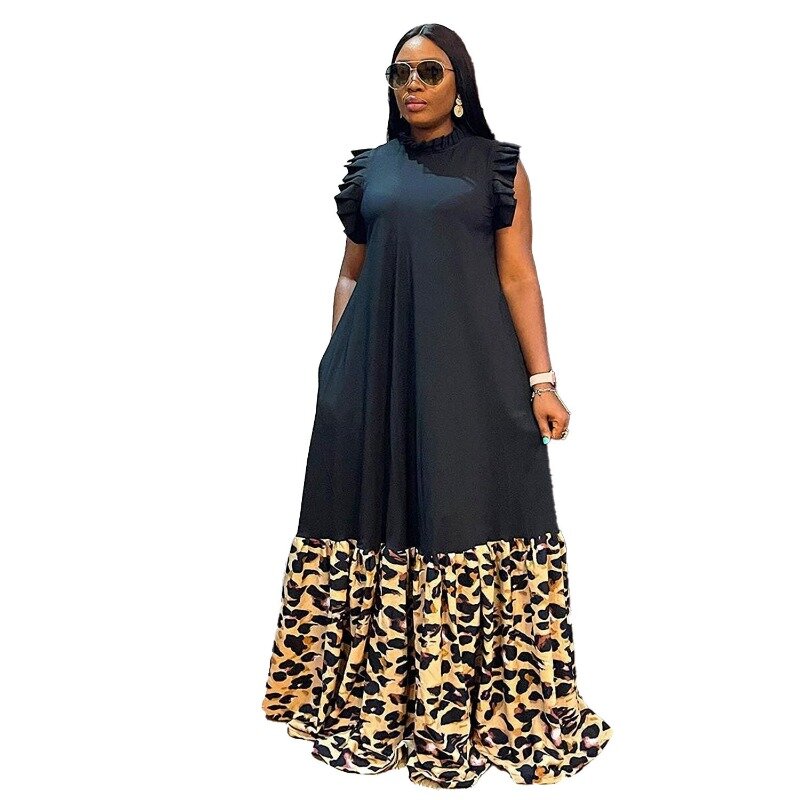 Gaun Afrika untuk wanita motif kamuflase gaun Patchwork pakaian Afrika musim panas mode baru Streetwear gaun Maxi Vestidos