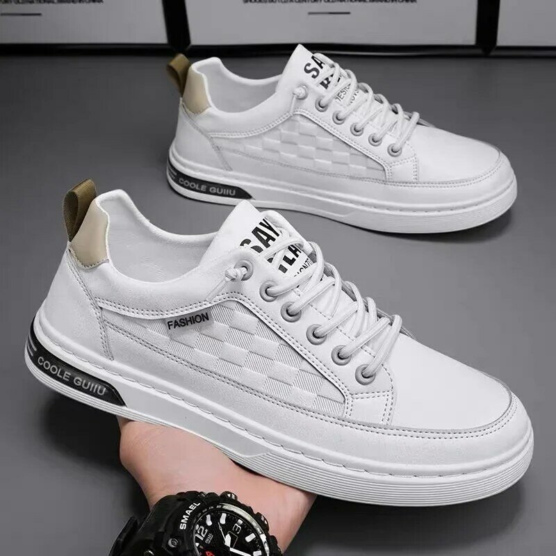 Men's New Breathable Little White Shoes  Fashion Trend Versatile Solid Color Flat Board Shoes Sports and Casual Shoes 2024