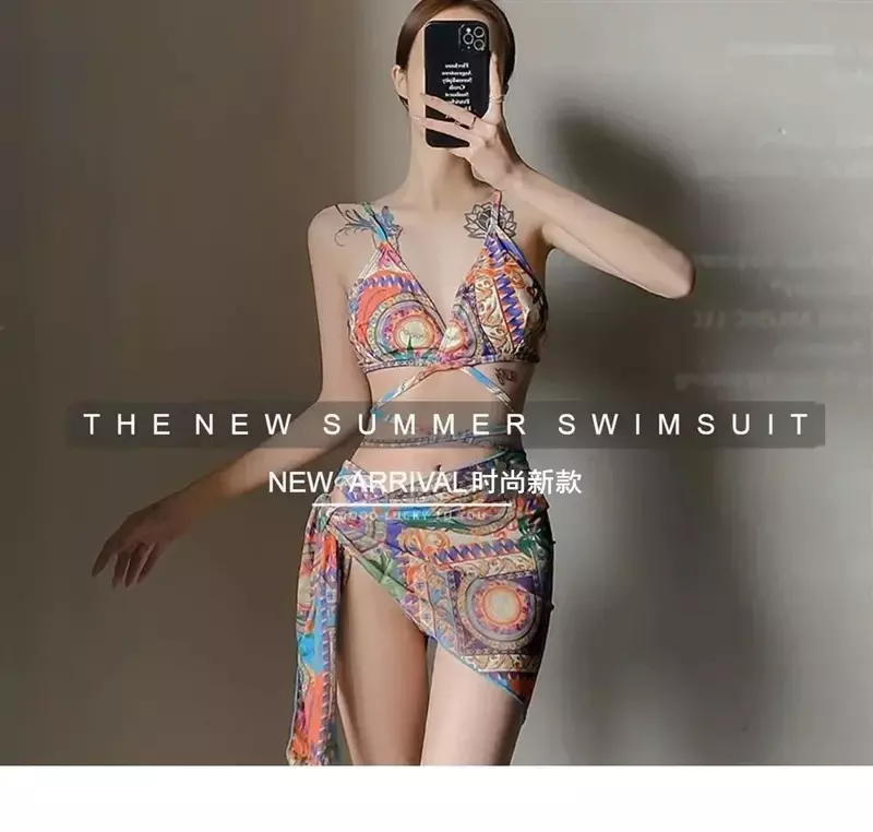 Bikini brasileño con estampado para mujer, traje de baño de dos piezas con Top corto para playa, tendencia, 2024