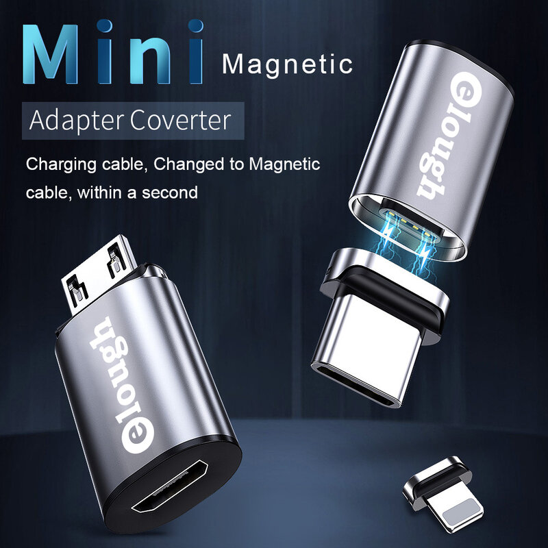 Адаптер Elough OTG Micro USB C на Type C, адаптер 3A, Магнитный зарядный преобразователь OTG Type C, адаптер для iPhone, Xiaomi Poco, Macbook