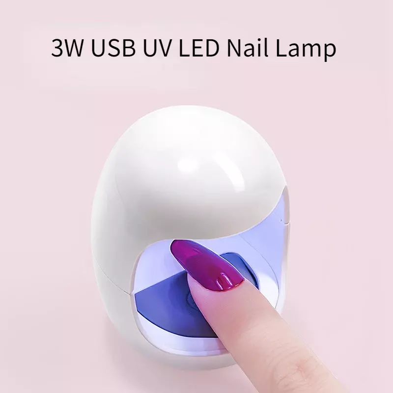 เครื่องเป่าเล็บ Mini 3W USB LED UV โคมไฟเล็บเล็บศิลปะเครื่องมือชมพูรูปร่างไข่30S drying Curing สำหรับเจล