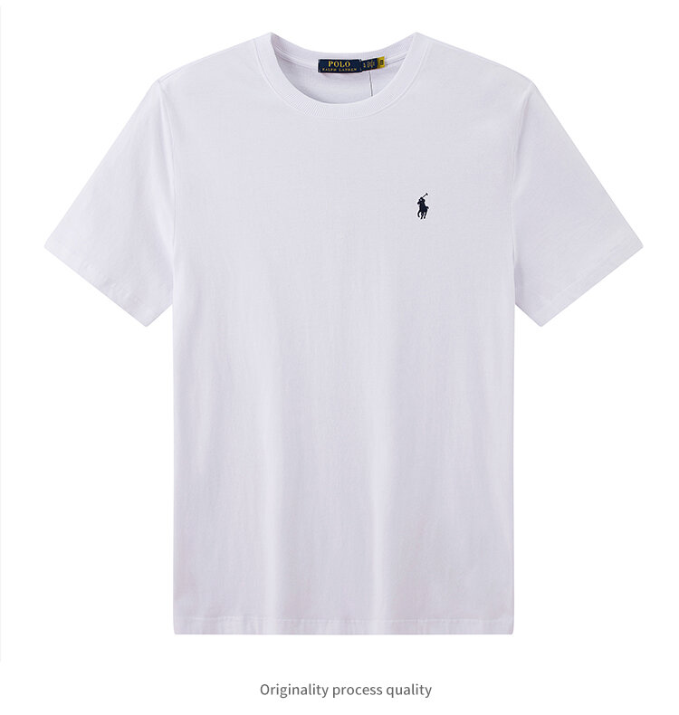 Camiseta de manga curta com gola redonda masculina, camiseta casual de algodão, tendência luxuosa, roupa clássica, alta qualidade, verão