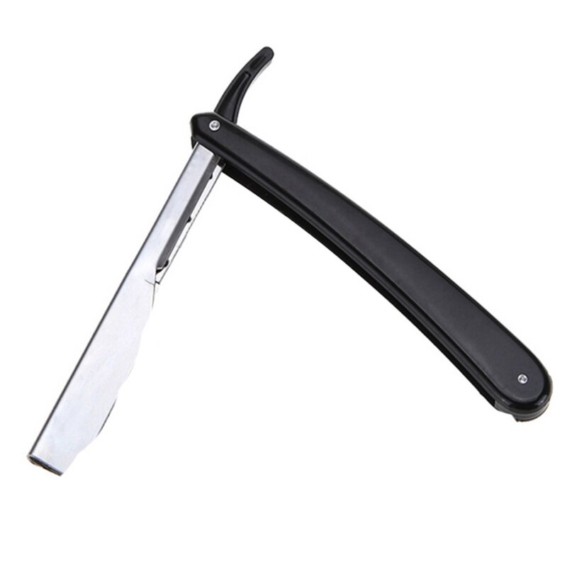Ручная складная бритва для бритья бороды, пластиковая ручка, парикмахерская с прямыми краями, мужская бритва со сменными Прямая