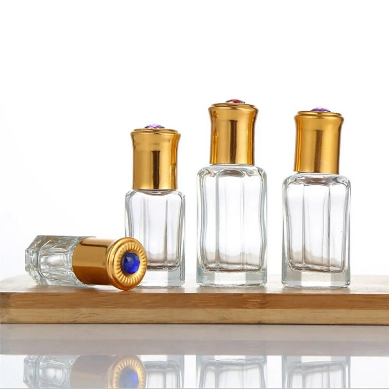Garrafas de rolo de vidro para óleos essenciais, Garrafas Roll-On para Perfume, Vazio, Recarregável, À Prova de Vazamento, Recipientes de Maquiagem, 3 ml, 6 ml, 9 ml, 12ml