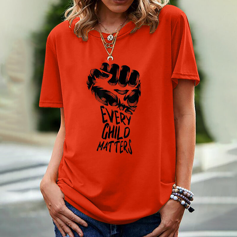 Every Child Matters Print Women T Shirt Short Sleeve O Neck Loose Women Tshirt Ladies Tee Shirt Tops Clothes Camisetas Mujer