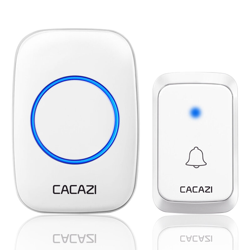 Беспроводной водонепроницаемый дверной звонок CACAZI A06 с питанием от аккумулятора постоянного тока, дистанционное управление на расстоянии 300 м, 36 музыкальных беспроводных домашних звонков