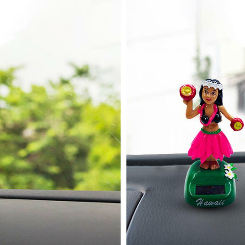 Energía Solar Dancing Hawaii Girl, decoración de salpicadero de coche de oficina en casa, juguetes de cabeza agitadora, decoraciones interiores de automóviles, adornos