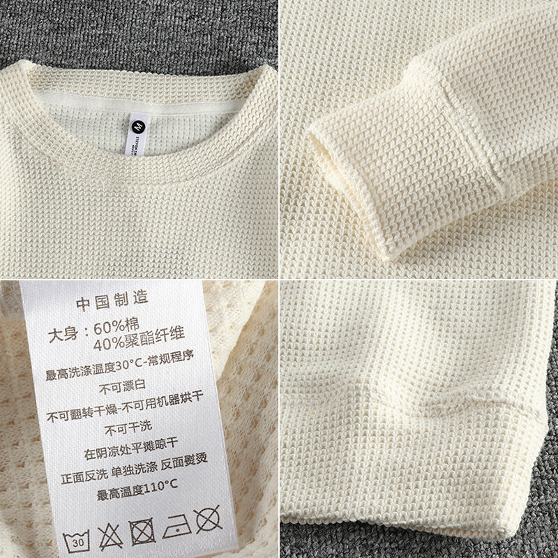 Camisolas de malha de algodão monocromático, manga comprida, tops casuais soltos, estilo japonês, moda simples, alta qualidade, outono, inverno