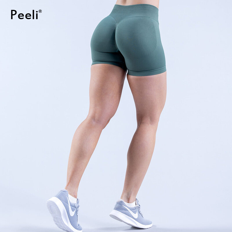 Impact Naadloze Shorts 4.5 "Geribbelde Yogashorts Vrouwen Flex Scrunch Billen Gymshort Buit Met Korte Butt-Lifting Trainingsbroek