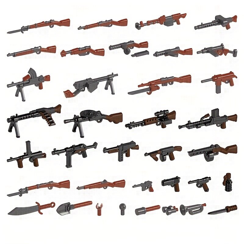 Army Guns Weapon Bricks Pack, Blocos, Soldados, Figura Acessórios Peças, DIY, Moc, Ww2, Militar Gun Brinquedos