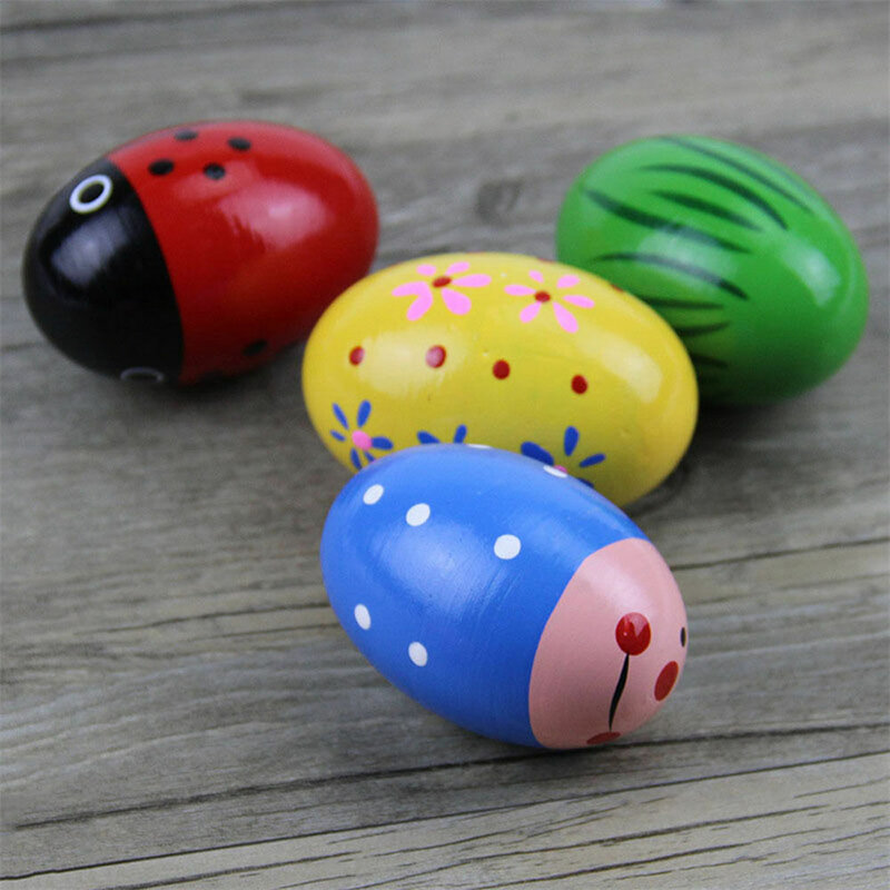 1PCS Wooden Egg Baby Toys Percussion Music Shaker Rattle Random Payment Replacement Classroom Music Instruments Accessories