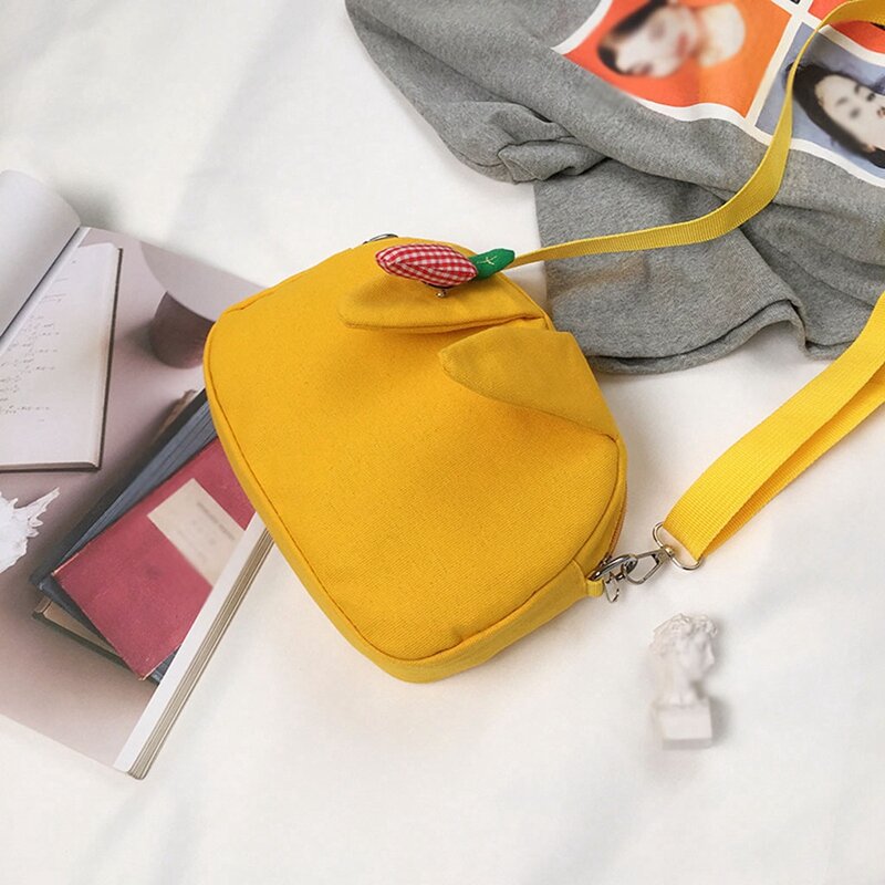 Bolso de lona de Color sólido para mujer, bolso de hombro lindo, bolso de mensajero portátil salvaje, bolso de estudiante, Verano