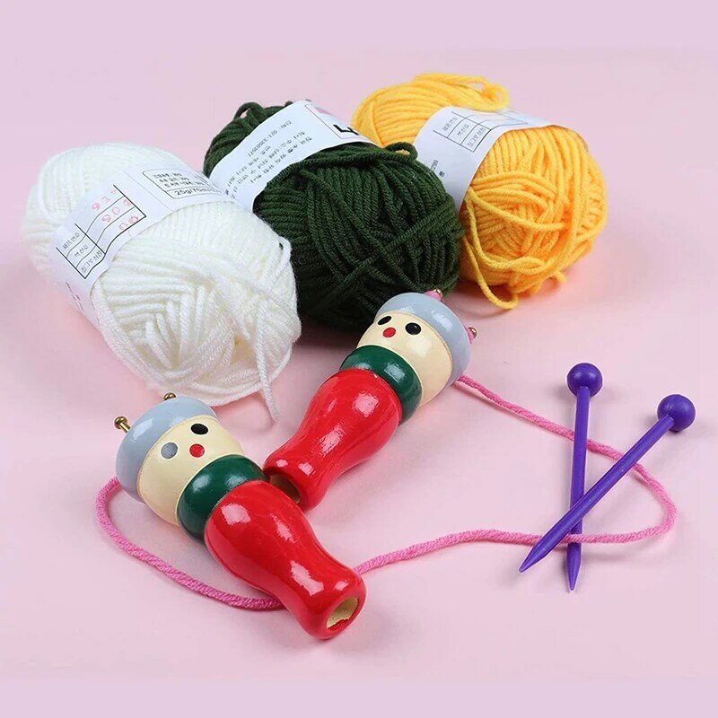 Francês knitter ferramenta 2 pacote, conjunto de zorra de tricô de madeira carretel tricô boneca tear brinquedo para fazer pulseiras, etc
