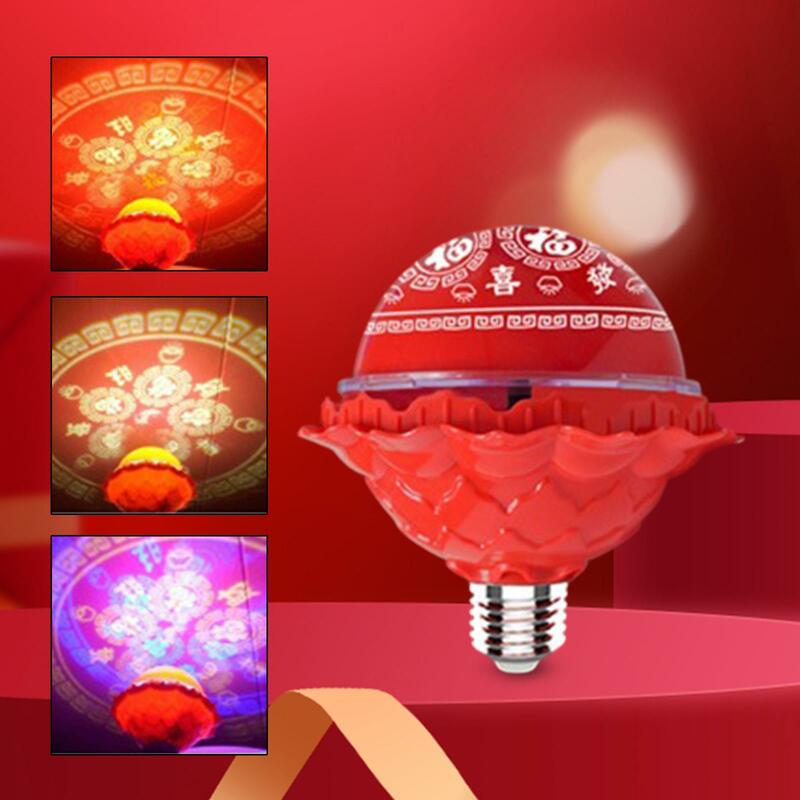 Atmosphere Light Bulb Rotatable Fu Character Colorful Lighting Chinese New Year Decoration for Patio Celebration Party Yard Home