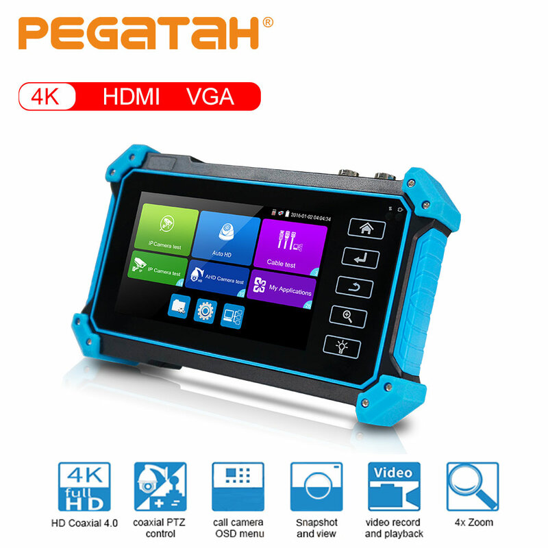 PEGATAH – testeur IPC de caméra IP, 8mp/AHD/CVI/TV/SDI CCTV avec entrée HDMI VGA 5,4 pouces, testeur de moniteur de vidéosurveillance, CFTV
