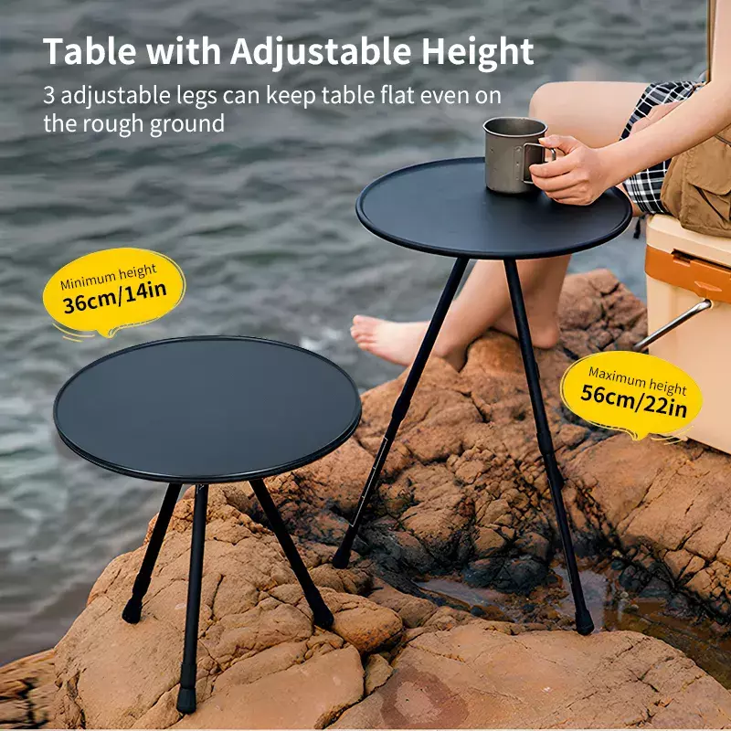 Westtune-軽量スタンド付きキャンプラウンドテーブル,折りたたみ式,超軽量,ポータブル,屋内と屋外用の調節可能な脚