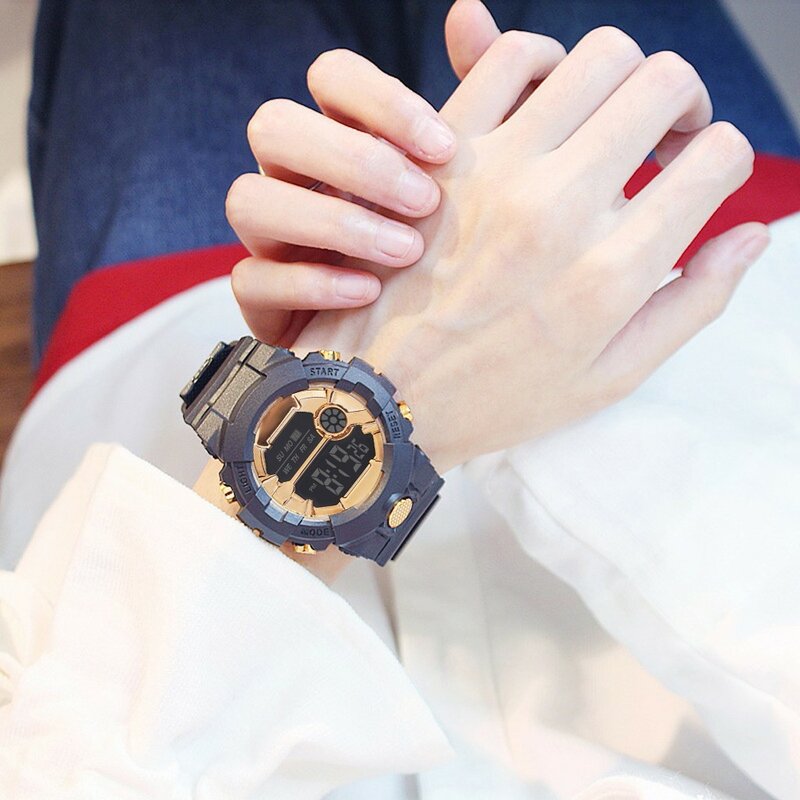 นาฬิกาผู้ชายกันน้ำดิจิตอลนาฬิกานาฬิกาสปอร์ต Lcd Digital Stopwatch วันที่นาฬิกาข้อมือใหม่ Часы Мужские