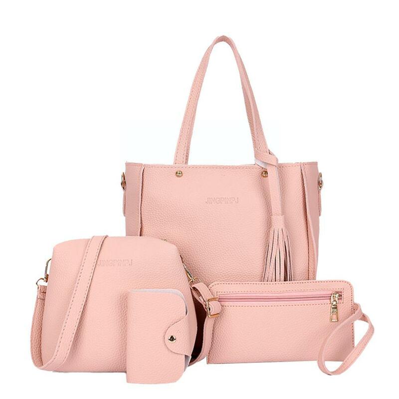 4 pz/set borsa da donna Messenger PU Leather Shoulder Set Satchel Bag Tote Leather Women Wallet Handbags Tote PU Bag Set Pur O7N2