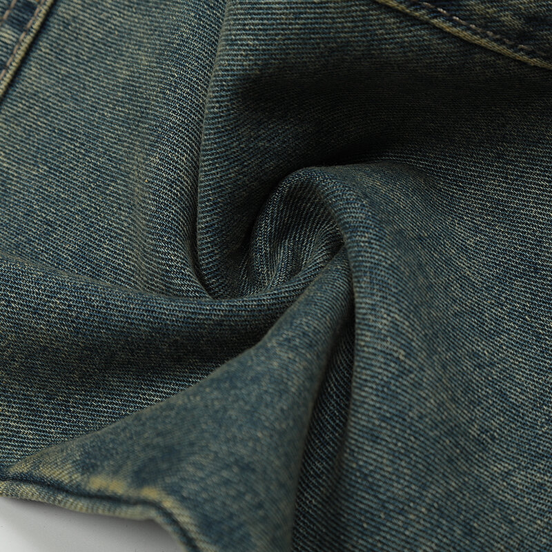 Uprakf gespleißte Jeans Tasche schwarz Streetwear Sommer Jeans hose lässig High Street Fashion Hose gewaschen Harajuku Knopf