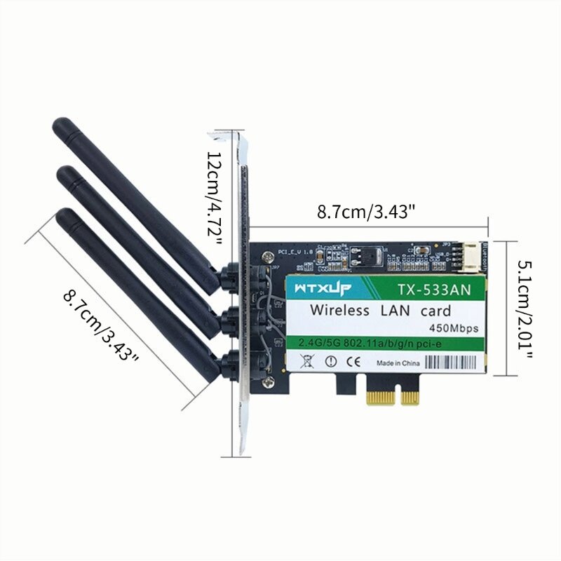 Adattatore rete Dual Band Adattatore per scheda rete PCI-Express 2,4 Ghz/5 GHz 450 Mbps
