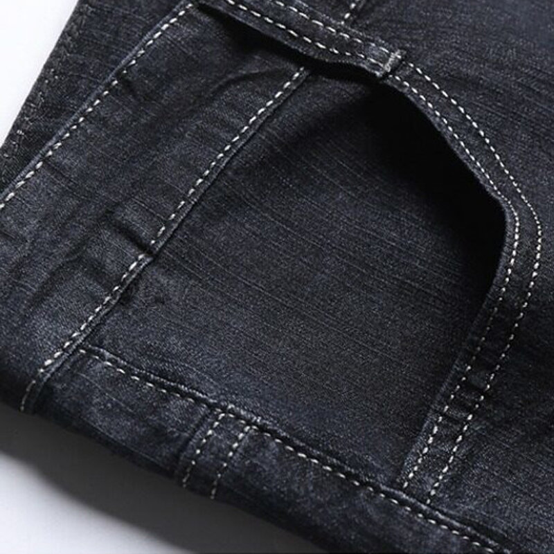 2024 Spring New Men's Business Straight Jeans Classic Regular Fit Casual Cotton Elastic Denim Pants Fashion Black Male Jeans