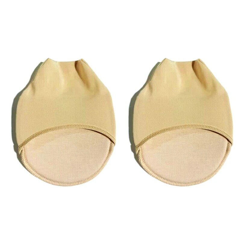Q0KE 1 Pair Women Sheer Mesh Toe Cover with Padding Non-Skid Bottom Toe Liner Forefoot Pads Cushion Half Socks Insoles