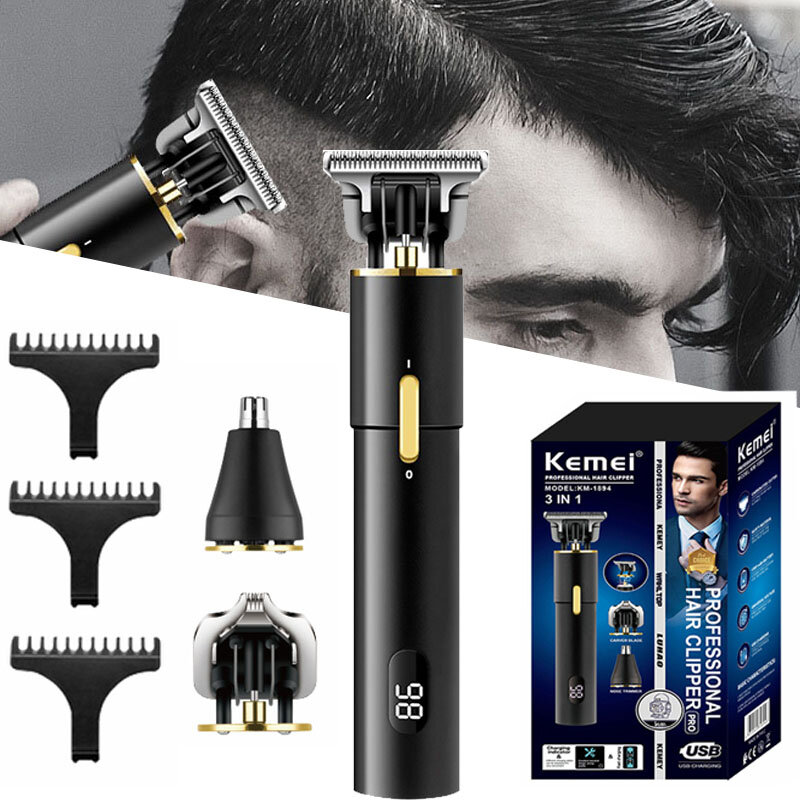 Kemei Hair Clipper Electric hair trimmer Cordless Electric Shaver beard Trimmer Men Hair Cutting Machine chargeable T9 razor