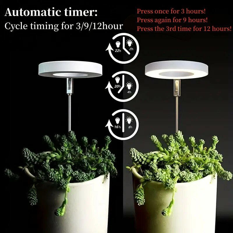 LED Retractable Plant Light Grow Light Angel Ring Succulent Light Full Spectrum Flower Timer Plant Fill Light For Indoor Plant