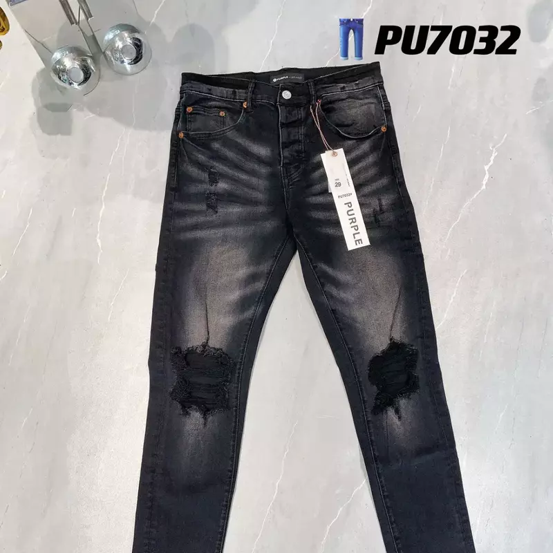Lila Marke Jeans Mode hochwertige High Street Black Hole Reparatur niedrige dünne Jeans hose 28-40 Größe