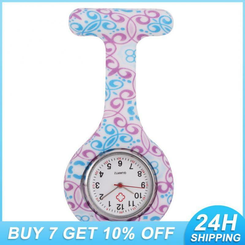 휴대용 포켓 시계 유행 인쇄 포켓 시계 패션 시계, 간호사 시계 트렌드 트렌디 실리콘 간호사 시계 브로치, 1 개