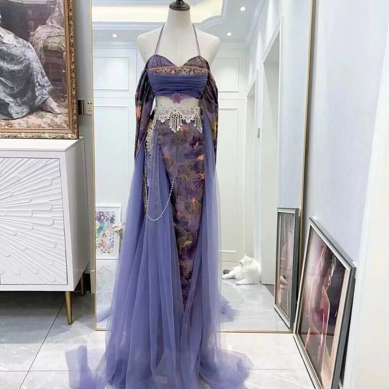 New Purple Exotic Style Travel Shooting Hot Selling Western Regions Princess Photography Dunhuang Flying Skirt Dance Dress